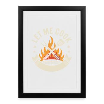 Let Me Cook Cooking Grilling Meme Grill Master Chef - Framed poster (27 × 37 cm) - black - Front