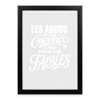 T-shirt humour chauve et gras - Affiche encadrée (27 × 37 cm) - noir - Devant
