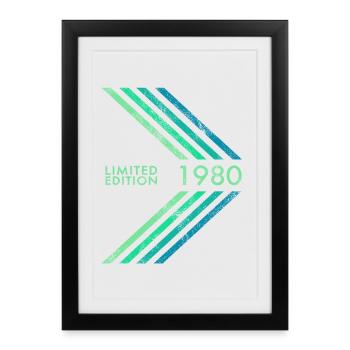 Édition limitée 1980 Sports masculins féminins pour anniversaire - Affiche encadrée (27 × 37 cm) - noir - Devant