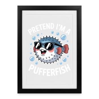 Expressions du poisson-globe : Cadeau amusant du poisson-globe - Affiche encadrée (27 × 37 cm) - noir - Devant