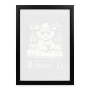Cowboy Dog Beer Funny Maltheser - Framed poster (27 × 37 cm) - black - Front