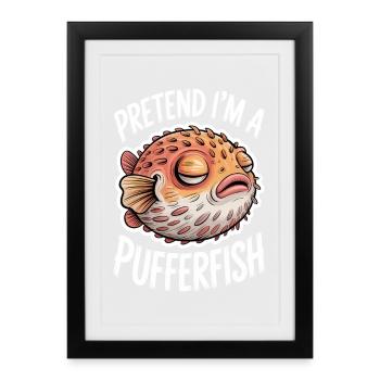 Expressions du poisson-globe : Cadeau amusant du poisson-globe - Affiche encadrée (27 × 37 cm) - noir - Devant