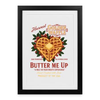 Petit-déjeuner brunch drôle Café Beurre de cacahuète - Affiche encadrée (27 × 37 cm) - noir - Devant