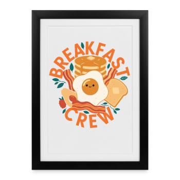 Breakfast Crew : Brunch drôle Café Pancake Bacon - Affiche encadrée (27 × 37 cm) - noir - Devant