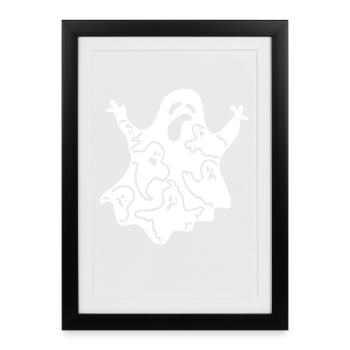 Halloween Party Ghost Funny Halloween Ghost - Framed poster (27 × 37 cm) - black - Front