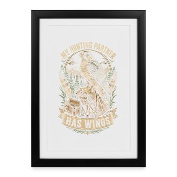 Falknerei Falkner, mon partenaire de chasse, a des ailes - Affiche encadrée (27 × 37 cm) - noir - Devant