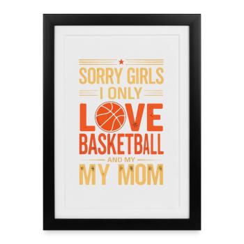 Amour du basket et maman - Affiche encadrée (27 × 37 cm) - noir - Devant