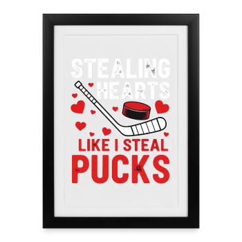 Stealing hearts like pucks - Framed poster (27 × 37 cm) - black - Front