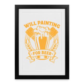 Peintre en bâtiment papa Cadeaux uniques - Affiche encadrée (27 × 37 cm) - noir - Devant