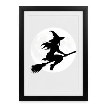Cadeau du costume d’Halloween de la Sorcière Balai-Sorcière - Affiche encadrée (27 × 37 cm) - noir - Devant
