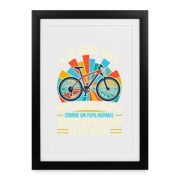 Papa Cycliste Vélo VTT Rétro Cool - Affiche encadrée (27 × 37 cm) - noir - Devant