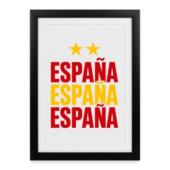 Spanien Schriftzug in Nationalfarben - Gerahmtes Poster (27 × 37 cm) - Schwarz - Vorne