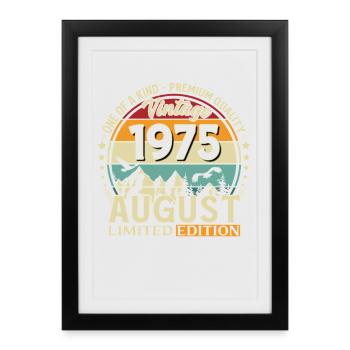 Cadeau du 51e anniversaire Mari Original août 1975 - Affiche encadrée (27 × 37 cm) - noir - Devant