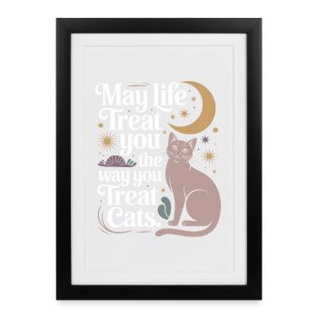 Chat peut te gâter Chats Maman de chat Chats - Affiche encadrée (27 × 37 cm) - noir - Devant