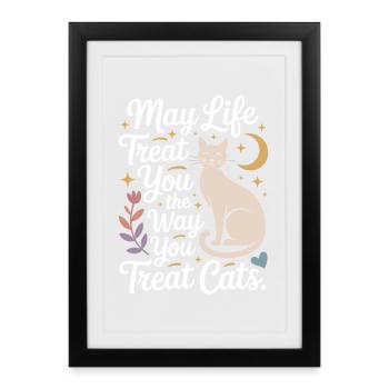 Chat peut te gâter Chats Maman de chat Chats - Affiche encadrée (27 × 37 cm) - noir - Devant