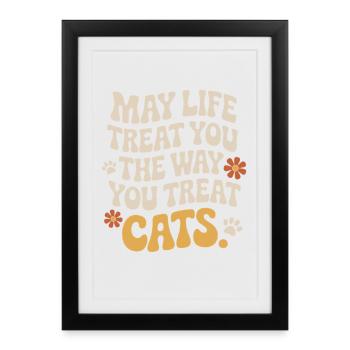 Chat peut te gâter Chats Maman de chat Chats - Affiche encadrée (27 × 37 cm) - noir - Devant