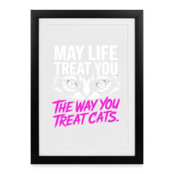 Chat peut te gâter Chats Maman de chat Chats - Affiche encadrée (27 × 37 cm) - noir - Devant