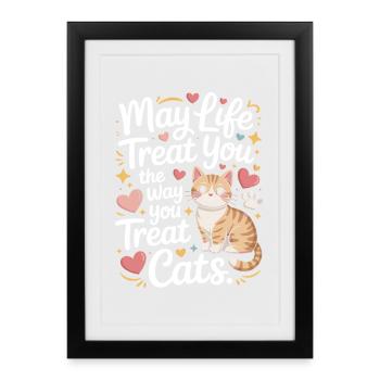Chat peut te gâter Chats Maman de chat Chats - Affiche encadrée (27 × 37 cm) - noir - Devant