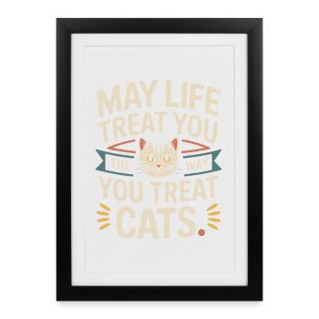 Chat peut te gâter Chats Maman de chat Chats - Affiche encadrée (27 × 37 cm) - noir - Devant