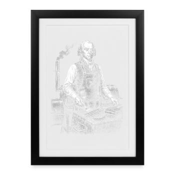 James Madison grilling a BBQ - Framed poster (27 × 37 cm) - black - Front