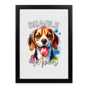 Maman Beagle - Affiche encadrée (27 × 37 cm) - noir - Devant