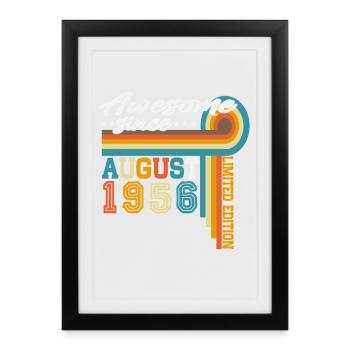 Cadeau d’anniversaire rétro vintage d’août 1956 - Affiche encadrée (27 × 37 cm) - noir - Devant