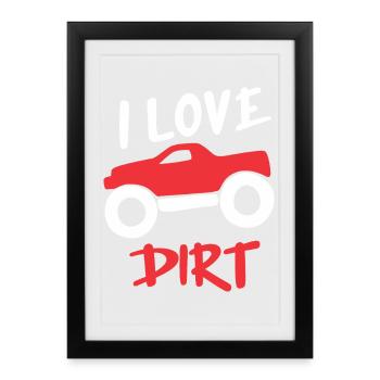 J’adore le design de camions tout-terrain en terre - Affiche encadrée (27 × 37 cm) - noir - Devant