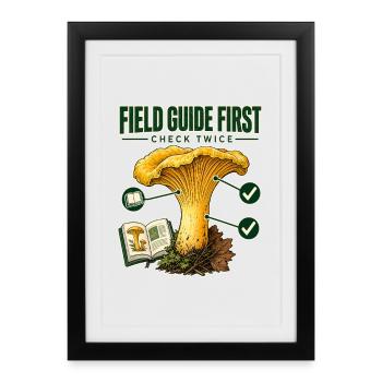 Beginner Mushroom Foraging, Field Guide First Chec - Framed poster (27 × 37 cm) - black - Front