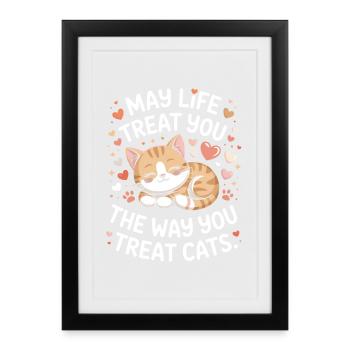 Chat peut te gâter Chats Maman de chat Chats - Affiche encadrée (27 × 37 cm) - noir - Devant