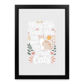 Chat peut te gâter Chats Maman de chat Chats - Affiche encadrée (27 × 37 cm) - noir - Devant