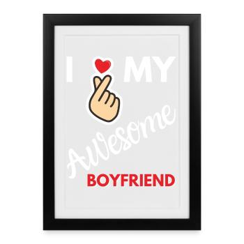 I Love My Awesome Boyfriend Gift - Framed poster (27 × 37 cm) - black - Front