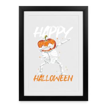 Happy Halloween Skeleton Halloween Pumpkin dab dan - Framed poster (27 × 37 cm) - black - Front