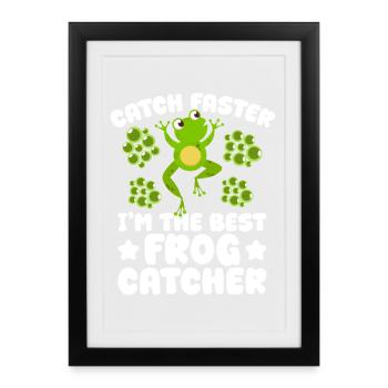 Frog Catcher The Best Frog Catcher Frog - Framed poster (27 × 37 cm) - black - Front
