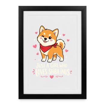 Girl Loves Shiba Inus Doge Kawaii Mom - Framed poster (27 × 37 cm) - black - Front