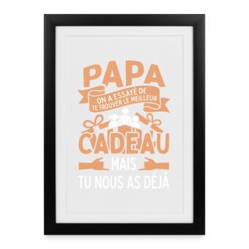 Papa Humour Meilleur Cadeau Enfants Cool Shaka - Affiche encadrée (27 × 37 cm) - noir - Devant