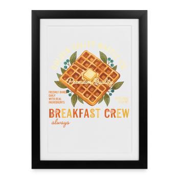 Breakfast Crew : Brunch drôle Café Pancake Bacon - Affiche encadrée (27 × 37 cm) - noir - Devant