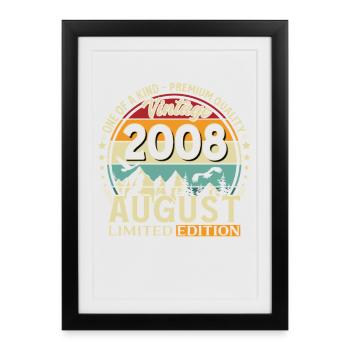 18th Birthday Gift Husband Original 2008 August - Framed poster (27 × 37 cm) - black - Front
