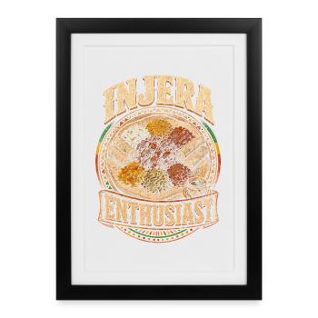Éthiopie, Injera éthiopien Passionné - Affiche encadrée (27 × 37 cm) - noir - Devant