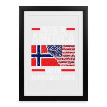 Norway Norge America Patriotic Fjords Scandinavian - Framed poster (27 × 37 cm) - black - Front