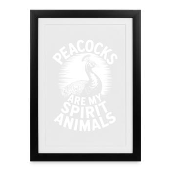 Paroles du paon Oiseau Paon Drôle de cadeau de paon - Affiche encadrée (27 × 37 cm) - noir - Devant