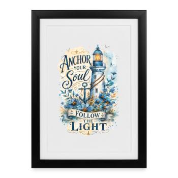 Ancre ton âme – Aquarelle de phare - Affiche encadrée (27 × 37 cm) - noir - Devant