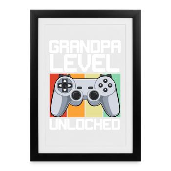 Grandpa Level Unlocked - Framed poster (27 × 37 cm) - black - Front