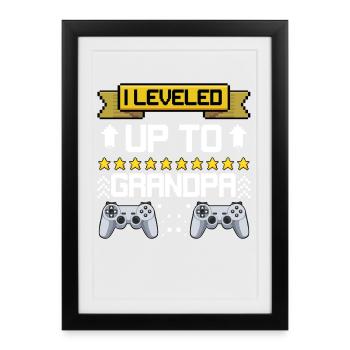 Retro Level Up to Grandpa - Framed poster (27 × 37 cm) - black - Front