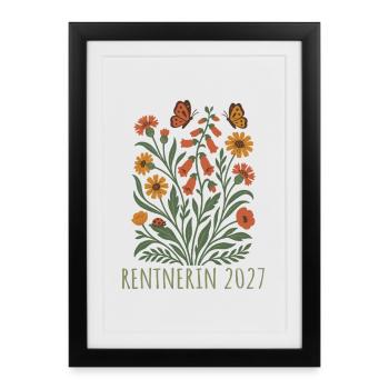 Pensioner 2027 Wildflowers with butterflies - Framed poster (27 × 37 cm) - black - Front