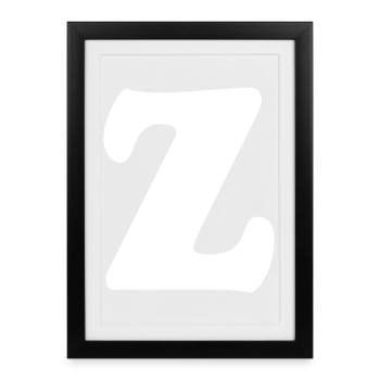 Impression en grand style Z | Lettre Z | Z Logo - Affiche encadrée (27 × 37 cm) - noir - Devant