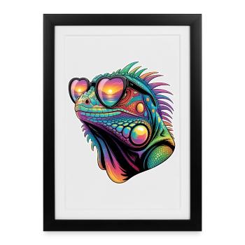 Dictons des iguanes, drôles d’iguanes, cadeau des iguanes. - Affiche encadrée (27 × 37 cm) - noir - Devant