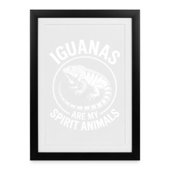 Dictons des iguanes, drôles d’iguanes, cadeau des iguanes. - Affiche encadrée (27 × 37 cm) - noir - Devant
