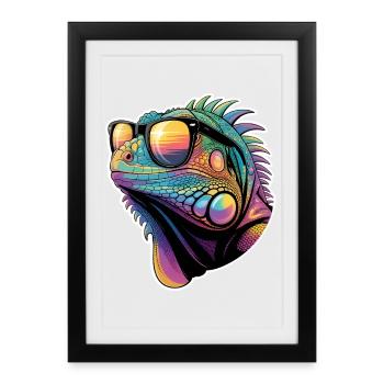 Dictons des iguanes, drôles d’iguanes, cadeau des iguanes. - Affiche encadrée (27 × 37 cm) - noir - Devant