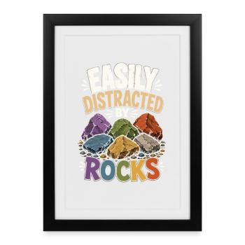Recherche de pierre, géode, fossiles, géologie, nature, don - Affiche encadrée (27 × 37 cm) - noir - Devant