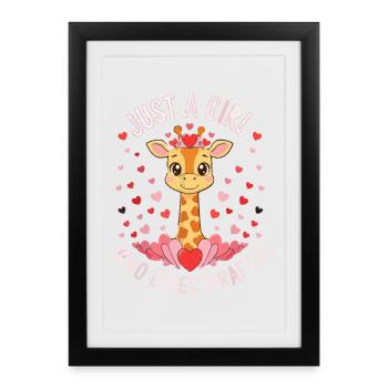 Only one girl loves giraffes - Framed poster (27 × 37 cm) - black - Front